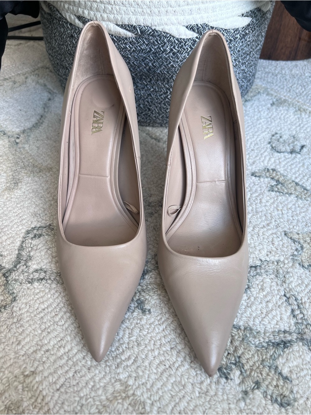 Zara Beige Pointed Toe Pumps